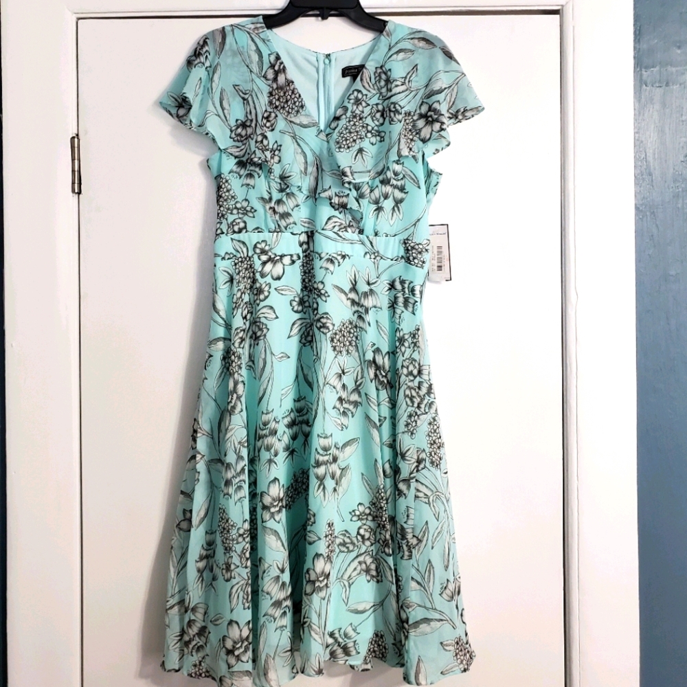 Jessica Howard Flutter Sleeve Floral Blue Dress